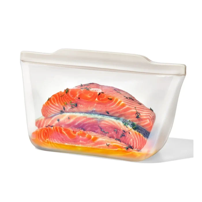 Silicone Reusable Bag - Stand-Up Half Gallon (64 oz) - Oat - Image 5